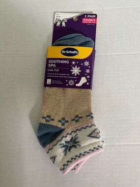 New! Dr. Scholl’s Soothing Spa Low Cut Slipper Socks Grippers Women’s 4–10